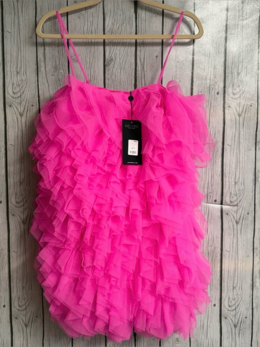 Girls Hot Pink Ruffled Tulle Dress